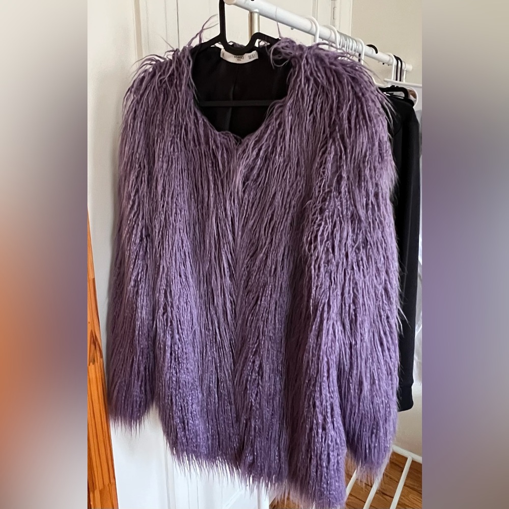 Mango purple fluffy jacket great condition size M